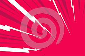 Red Background Thunder Bolt: Flat Illustration in White - Comic Style Vector Template