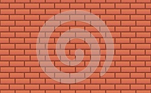 Red background. Vector brick wall. Old texture urban masonry. Vintage architecture block wallpaper. Retro facade room illustration