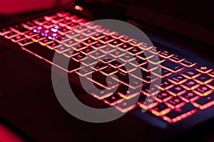 Red backlight laptop keyborad