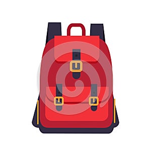 Red Backpack with Black Slings Colorful Banner