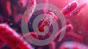 The Microscopic Red Bacteria.AI generated image