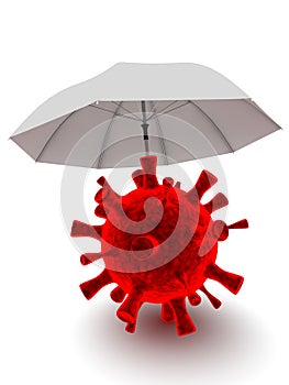 Red bacteria under protection - 3d rendering