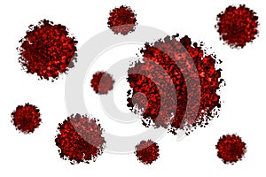 Red Bacteria, virus, cell isolated on white background
