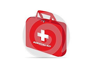 Red bag of medical supplies for first aid vector