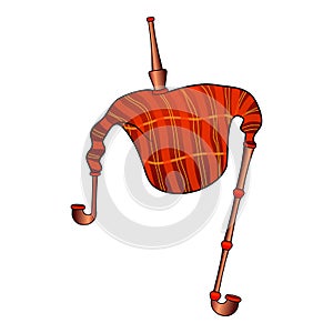 Red bagpipes icon, cartoon style