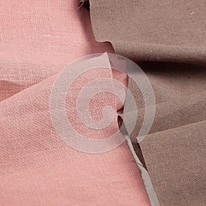 Red and baige linen fabric texture