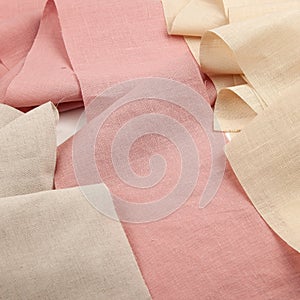 Red and baige linen fabric texture