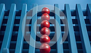 Red Ball in Blue Abacus Displaying Graphic Linearity AI Generated