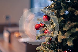 Red Ball on Christmas tree