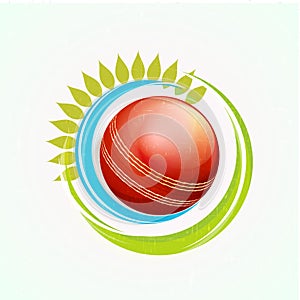 Red ball for Cricket sports concept.