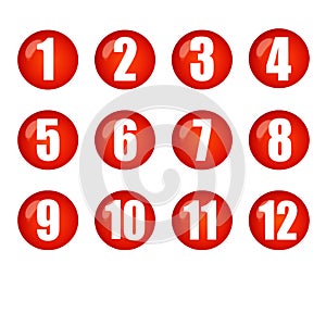 Red Ball Numbers Buttons