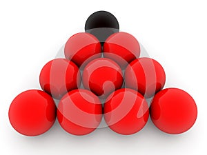 Red ball pyramid with black ball spike