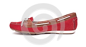 Red ballet shoes isolated on the white background.