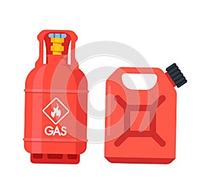 Red Balloon And Canister With Diesel, Explosive Liquid Gas, Petroleum, Fuel. Container For Chemicals Transportation