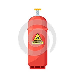 Red Balloon With Explosive Gas, Bio Liquid Or Gas Hazard Transport Container. Dangerous Chemicals, Danger Chemics Tank