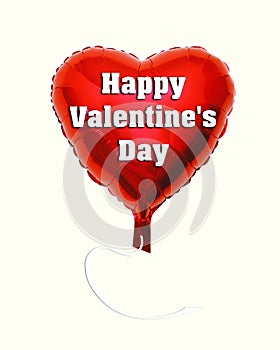 Red balloon with Happy Valentine`s Day text. Valentine`s Day and holiday background. photo
