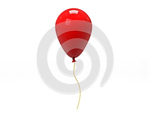 Red balloon isolated on white background. 3D rendering.