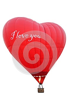 red balloon in the shape of a heart with the inscription I love you isolated on a white background, Valentine in the form