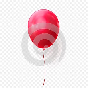 Red balloon vector transparent background glossy realistic baloon for Birthday party photo