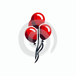 Red Balloons Icon Logo Element. Can be used for Birthday, Anniversary, Celebration Design Concept, generative ai