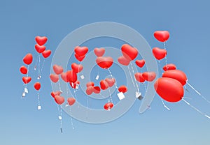 Red balloons with the messages