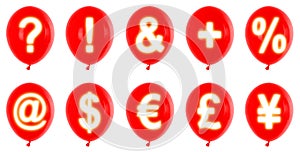 Red balloons symbols