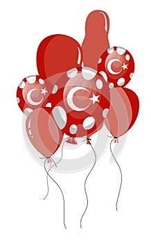 Red balloons of turkish flag