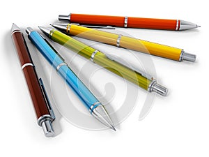 Red ballpoint pen isolated on white background. 3D illustration