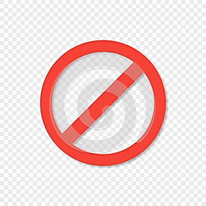 Red ban icon on transparent background with shadow