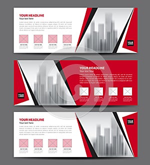 Red Banner template vector, Horizontal header, advertising