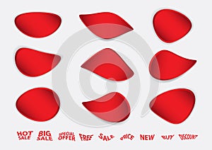 Red banner vector, Sale banner template, Circle flat isolated, Labels, Stickers, Tags, Discount, icon vector