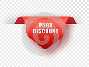 Red banners featuring mega discount offers. Discount labels fo market-special discount labels