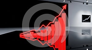 red growth chart on black reflective surface