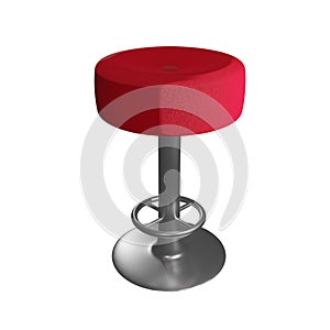 Red Bar Stool, isolated 3D render