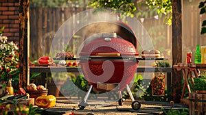 The Red Barbecue Grill.AI generated image photo