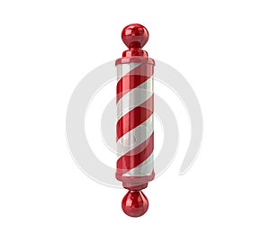Red Barber shop pole 3d illustration isolated
