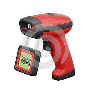 Red Barcode Scanner with Laser and Barcode Tag