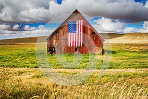 Red Barn with American flag