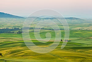 Red barn in beautiful landscape of Palouse, WA