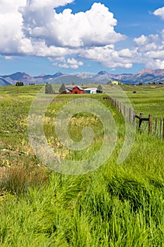 Red barn in Colorado countryside