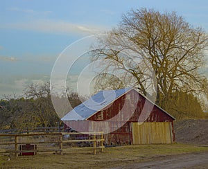 Red Barn In The Countryside