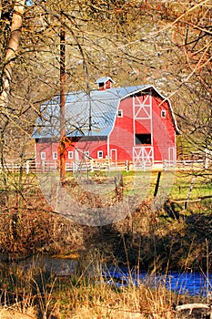 Red Barn and Creek