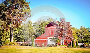 Red barn in fall