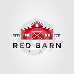 red barn farm house logo vector illustration design