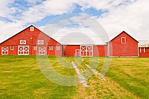 Red barn and farmyard