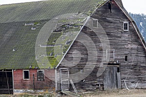 Red Barn with Green Mossy Roof