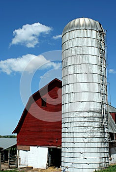 Red barn and silo