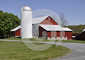 Red barn and silo in rural Pennsylvania