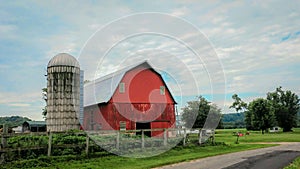 Red Barn With Silo in Wisconsin