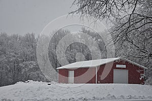 Red Barn on a Snowy Day